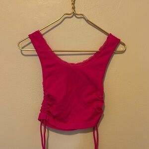 Fuchsia Lace Trim Tank Top